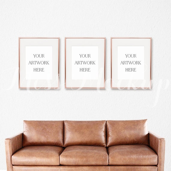 8x10 Set Of 3 Digital Rose Gold Frame Mockup Portrait Etsy