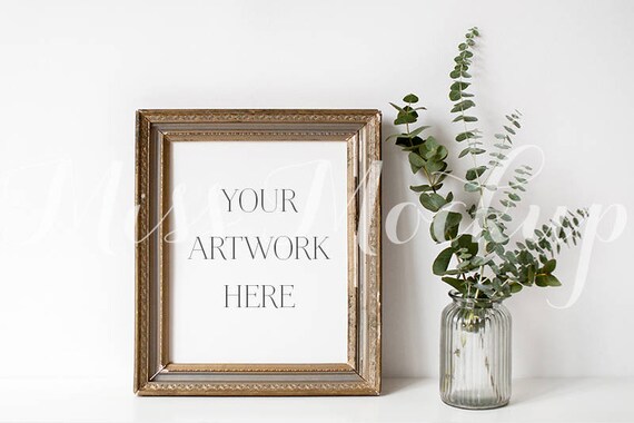 8x10 Digital Rustic Gold Frame Mockup Portrait Stock Etsy