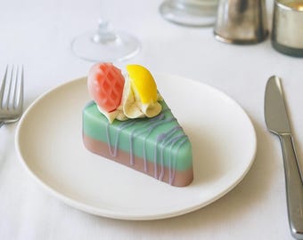 Strawberry Melon Cake Soap - Handmade Strawberry Soap - Melon Cake soap slice - Dessert soap - Birthday Cake soap, Fruity Cake Soap - Decor