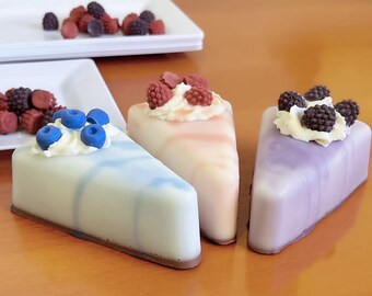 Blueberry, Raspberry, Blackberry Cheesecake - Blueberry Cheesecake Soap - Raspberry Cake Soap - Handmade all Natural Vegan Soap - Fake Food