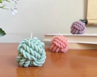Minimalist Yarn Candle - Twisted Knot Candle - Lavender, Sage, and Peach Oolong Scented Candle - Mother's Day Perfect Gift - Handmade Candle