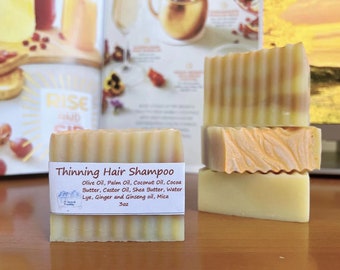 Anti Thinning Hair Shampoo Bar- Hair Regrowth Shampoo Bar- Anti Hair Loss Formula - Hair Repair and Scalp Care - Ginger & Ginseng Shampoo