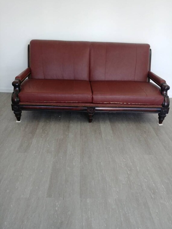 Antique Studded Leather Over Sized Couch Hand Etsy