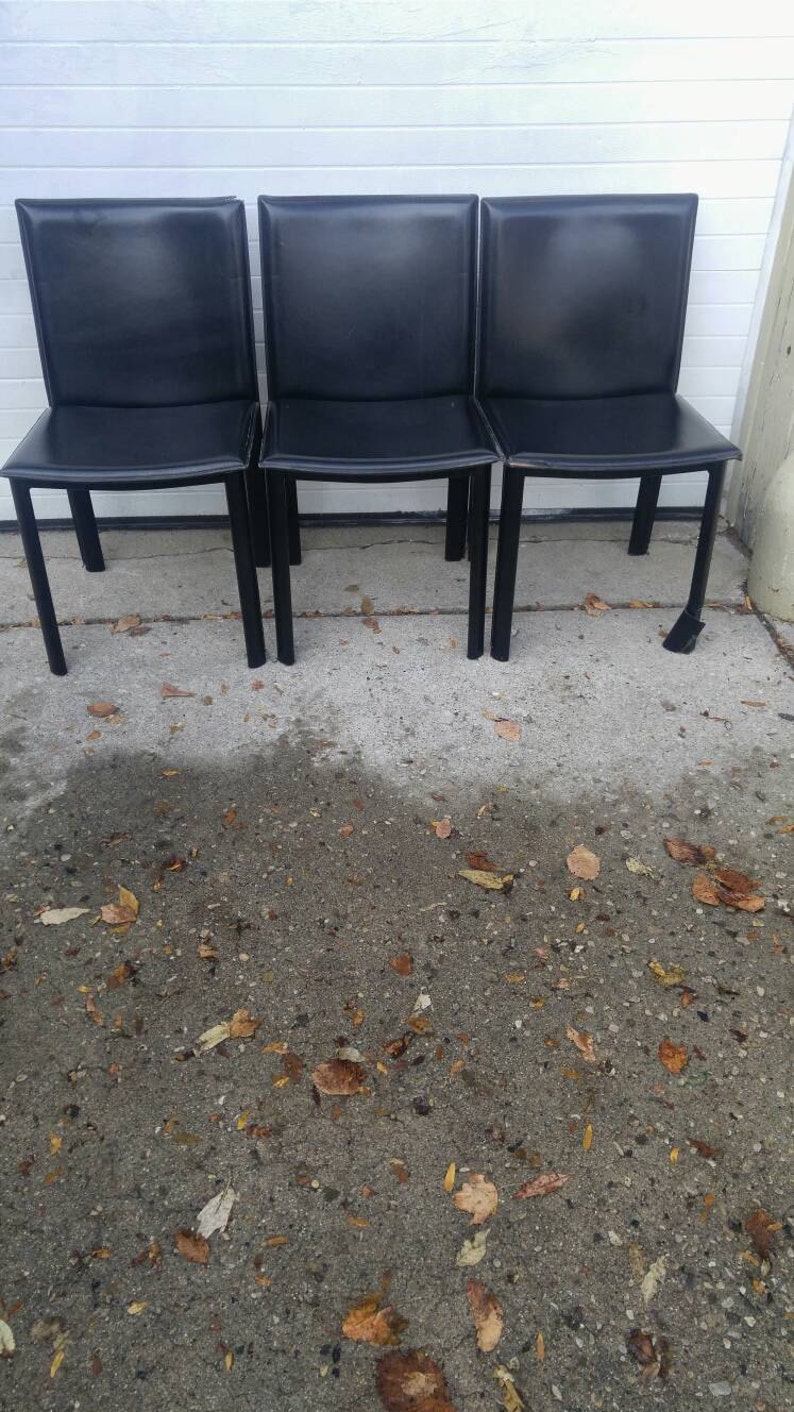 3 Bellini Cassani Design Inspired Black Leather Cab Chairs Price Is For The Group Of 3 Chairs