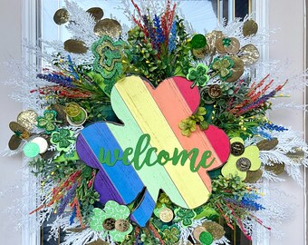 Rainbow Welcome Wreath- St. Patrick's Day Wreath