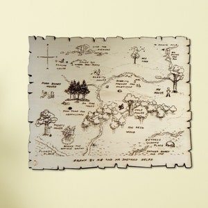 Mapa de madera de 100 acres grabado con láser para colgar en la pared