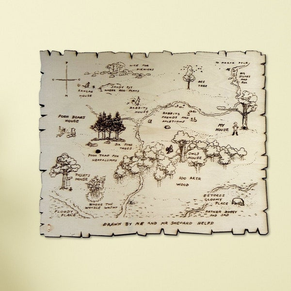 100 Acre Wood Map Laser Engraved Wall Hanging