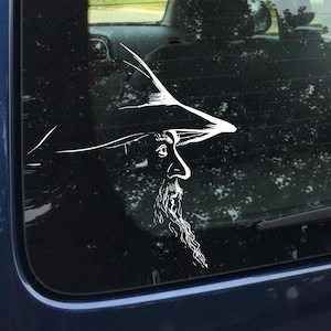 Wizard Silhouette Car Decal – Fantasy Inspired Vinyl Sticker, Subtle LOTR Style Nerd Gift