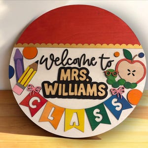 Personalized Classroom Welcome Sign – 3D Layered Teacher Door Hanger