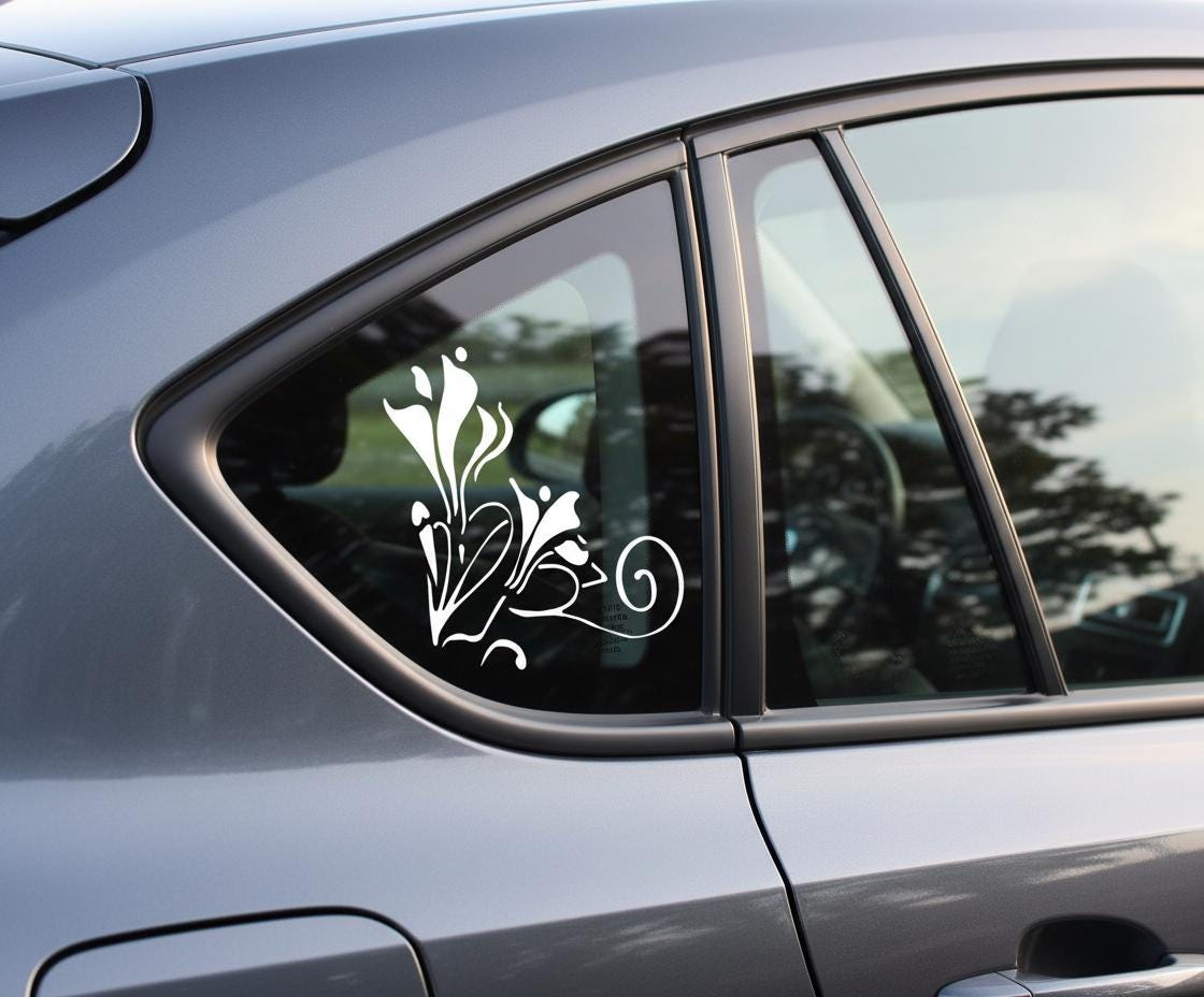 Wildflower Car Decal – Floral Vinyl Sticker, Boho Window or Laptop ...