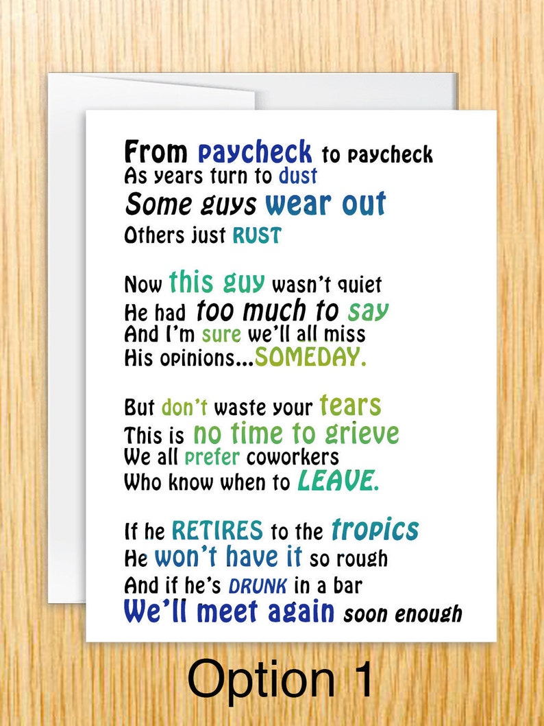 Sarcastic Farewell Card Funny Retirement Card Etsy