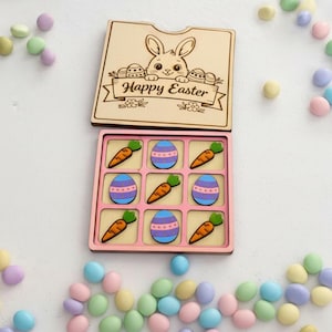 Easter Basket Filler for Kids | Wooden Tic Tac Toe | Bunny Travel Toy Gift