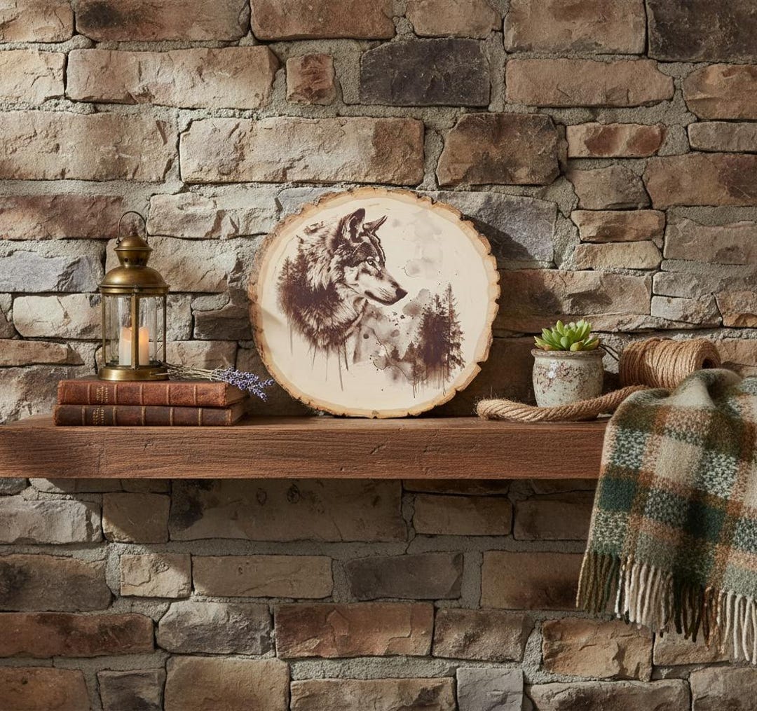 Rustic Wolf Woodland Wolf Wood Slice, Rustic Cabin Decor, Father’s Day Gift - Etsy
