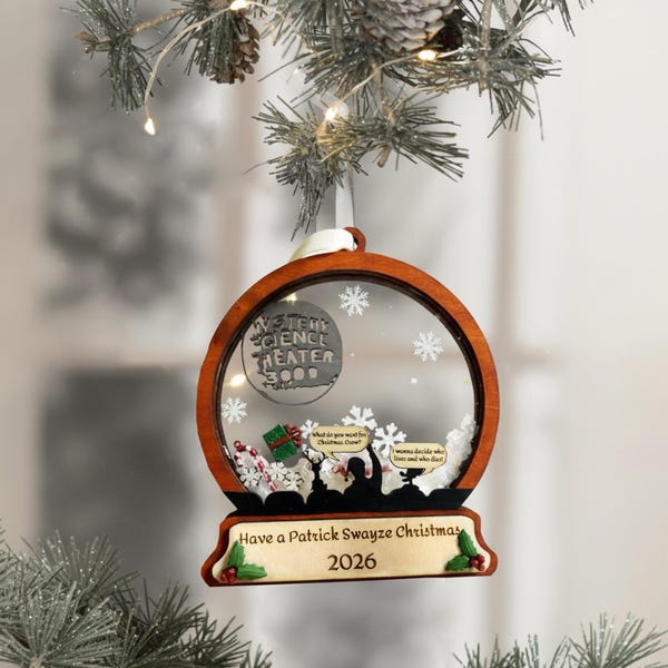 MST3K Snow Globe Christmas Ornament, Customizable Family Name