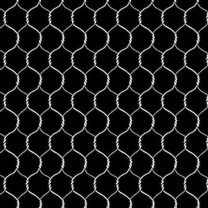May include: A silver wire mesh with a diamond pattern. The mesh is against a black background.