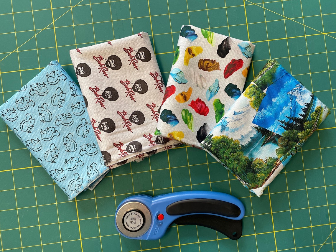Bob Ross digital Quilt Fabric Bundle of 4 Fat quarters Etsy