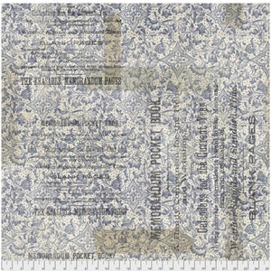 Tim Holtz Fabric - Eclectic Elements Fabric - Memorandum - Blue - Free Spirit Fabric