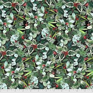 Tim Holtz Christmastime - Eclectic Elements - English Holly Green - Free Spirit Fabric