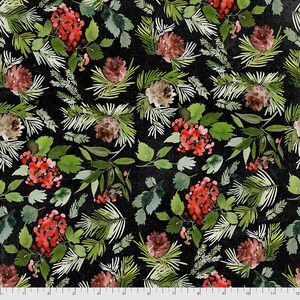 Tim Holtz Christmastime - Eclectic Elements - Evergreen Floral - Free Spirit Fabric