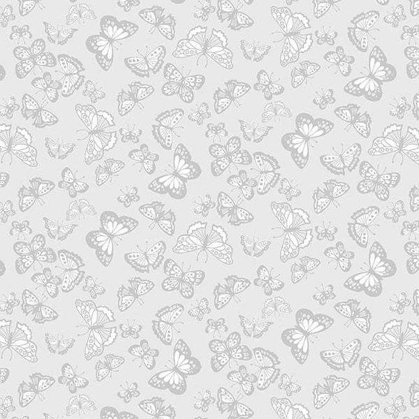 Cream & Sugar IX Grey butterflies -  background and blender Fabric by Studio E