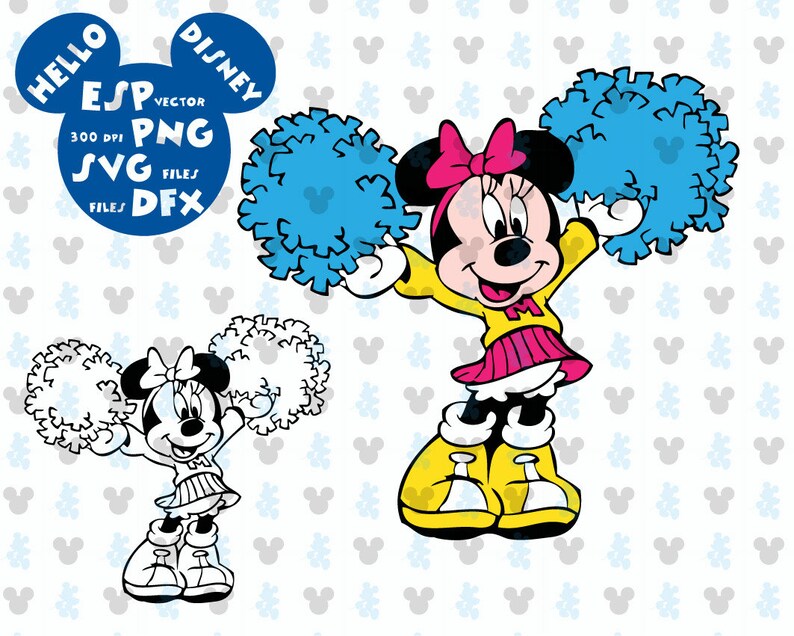 Disney SVG Minnie Mouse Cheerleader Clipart Disney Cut Files Etsy