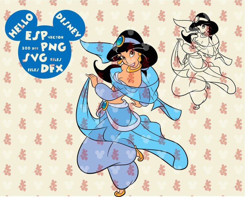 Download Disney Princess Jasmine Clipart Disney Cut files Mouse Die ...