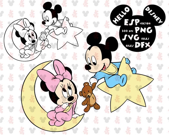 Download Disney Mickey And Minnie Babies Clipart Disney Cut Files Etsy