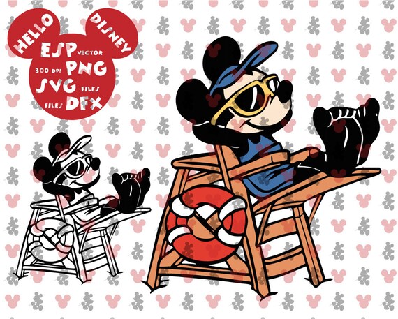 Download Disney Svg Mickey Mouse On The Beach Summer Clipart Disney Etsy