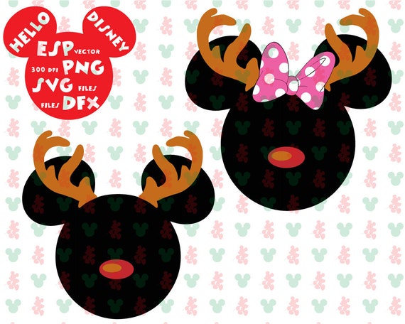 Download Disney Mickey Head Reindeer Christmas Clipart Cut files | Etsy