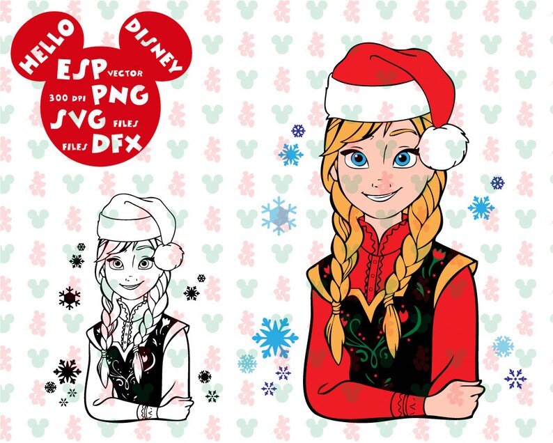 Download Disney Anna Frozen Christmas Clipart Disney Cut files | Etsy