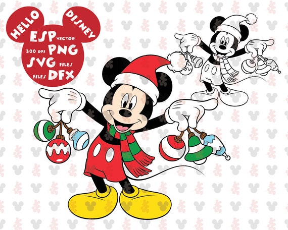 Babbo Natale Disney.Disney Mickey Festa Di Natale Clipart Tagliare I File Mouse Etsy