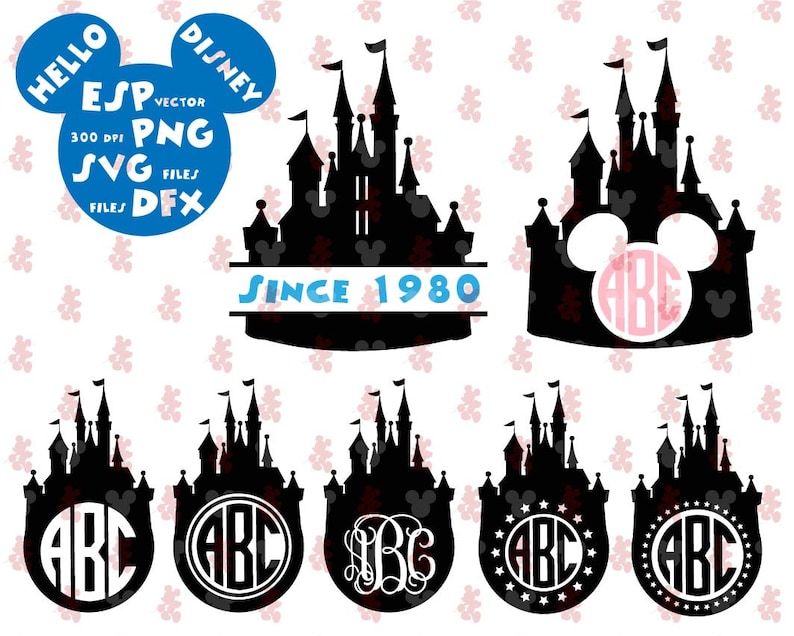 Download Disney castle SVG monogram frame Cut files Mouse Die | Etsy