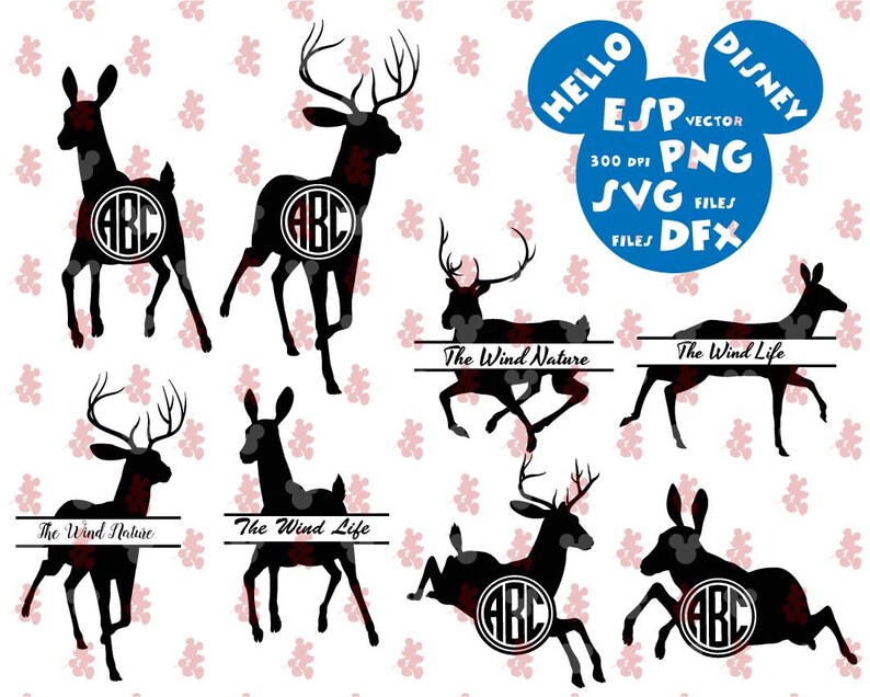 Download Stag deer SVG monogram frame Cut files Mouse Die Cuts | Etsy