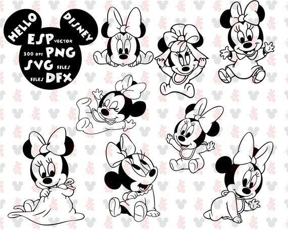 Disney Minnie Babies Clipart Disney Cut Files Mouse Die Etsy