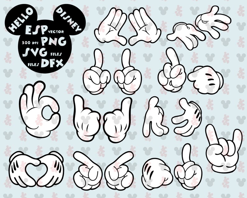 Disney Mickey Hands Clipart Disney Cut files Mouse Die Etsy