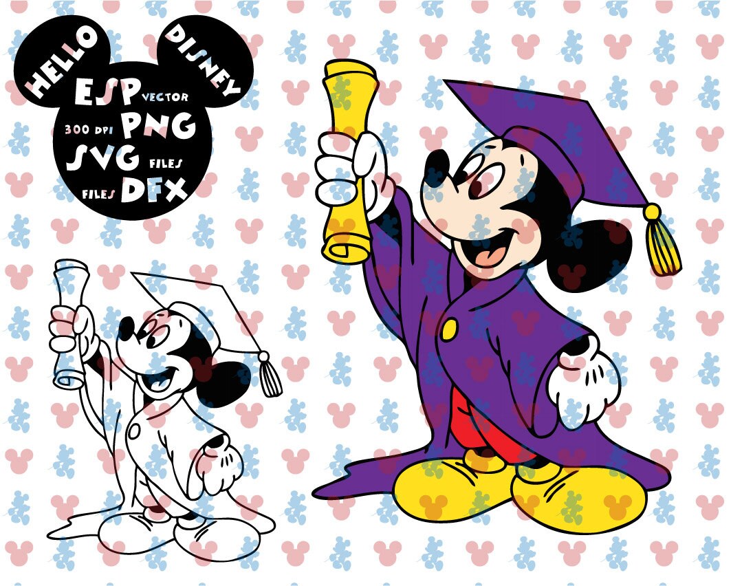 Disney SVG Mickey Mouse Graduation Clipart Disney Cut Files | Etsy
