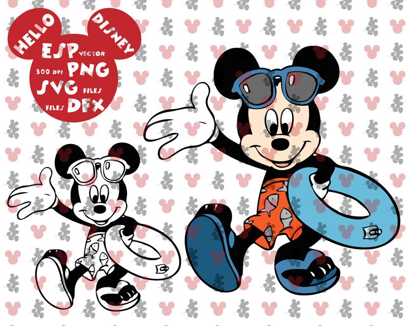 Disney SVG Mickey Mouse on the beach summer Clipart Disney | Etsy