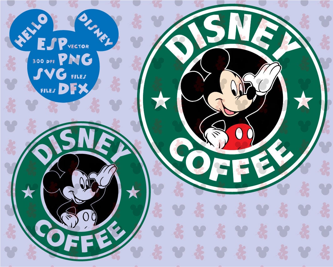 Disney coffee Mickey coffee Clipart Disney Cut files Etsy