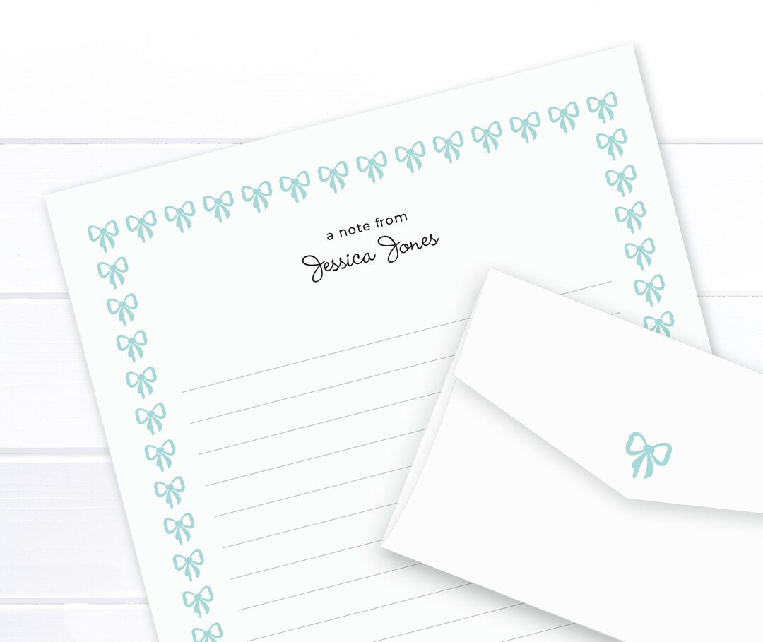 Personalised Letter Writing Set Ribbon Bows Writing Paper Etsy