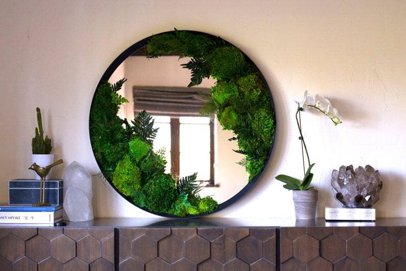 Preserved Moss Art Framed Mirror Real Moss Decor Living Moss Etsy