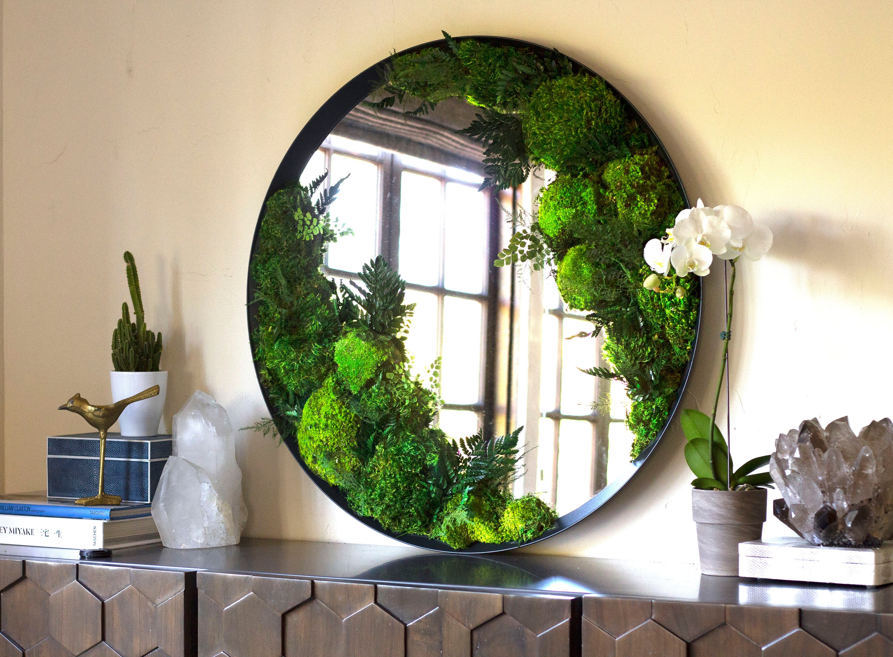 Preserved Moss Art Framed Mirror Real Moss Decor Living Moss Etsy Canada
