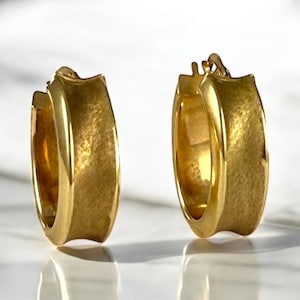Vintage hollow gold hoop earrings, 9ct Yellow Gold