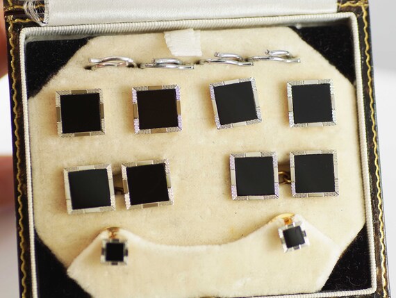 Genuine Art Deco Gentlemans Dress Shirt Studs, Cir