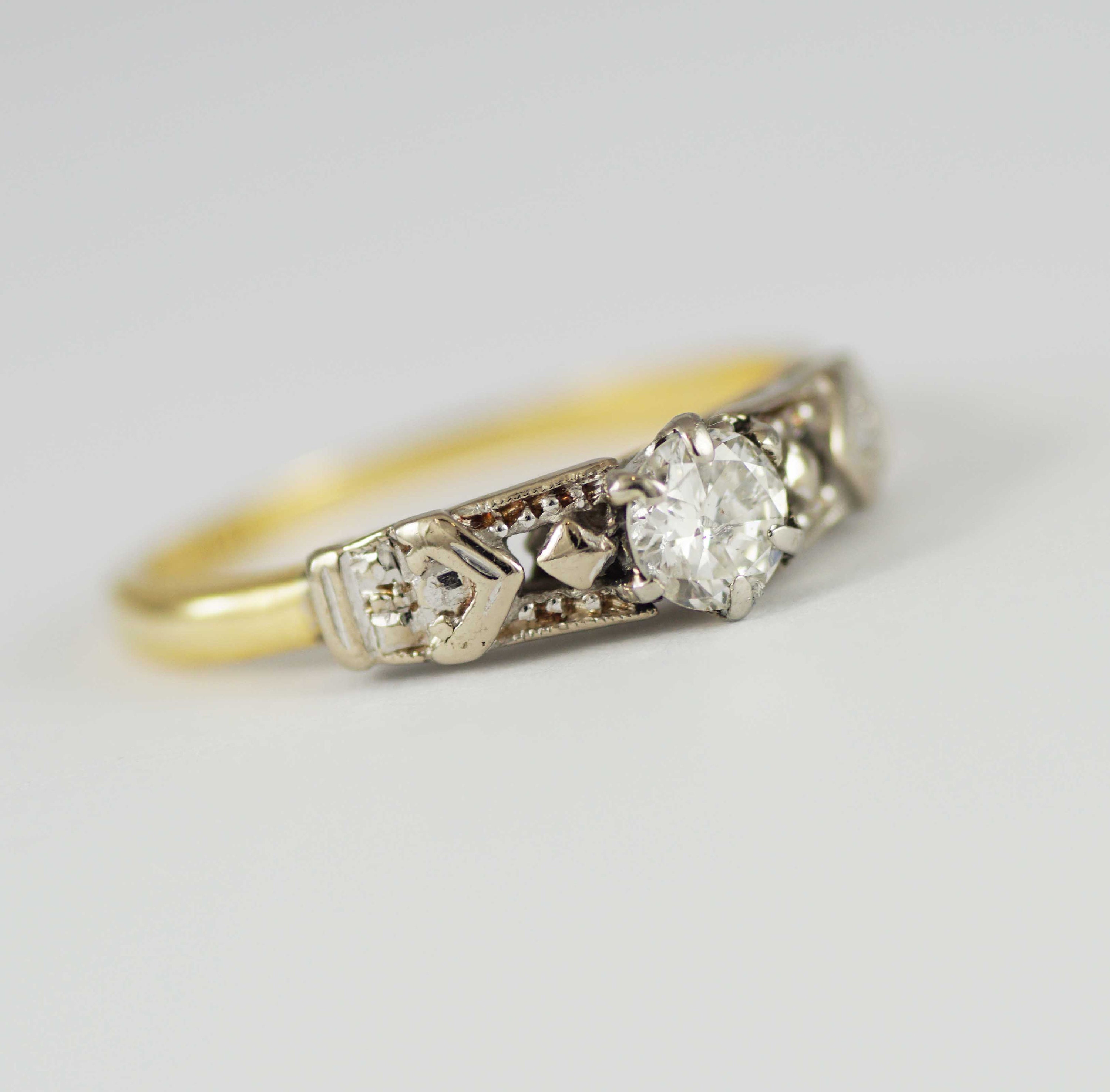Antique Diamond Ring 18ct Gold and Platinum | Etsy