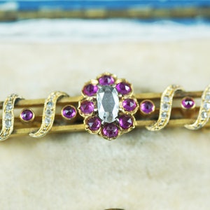 Victorian Ruby & Diamond Brooch, 15ct Yellow Gold