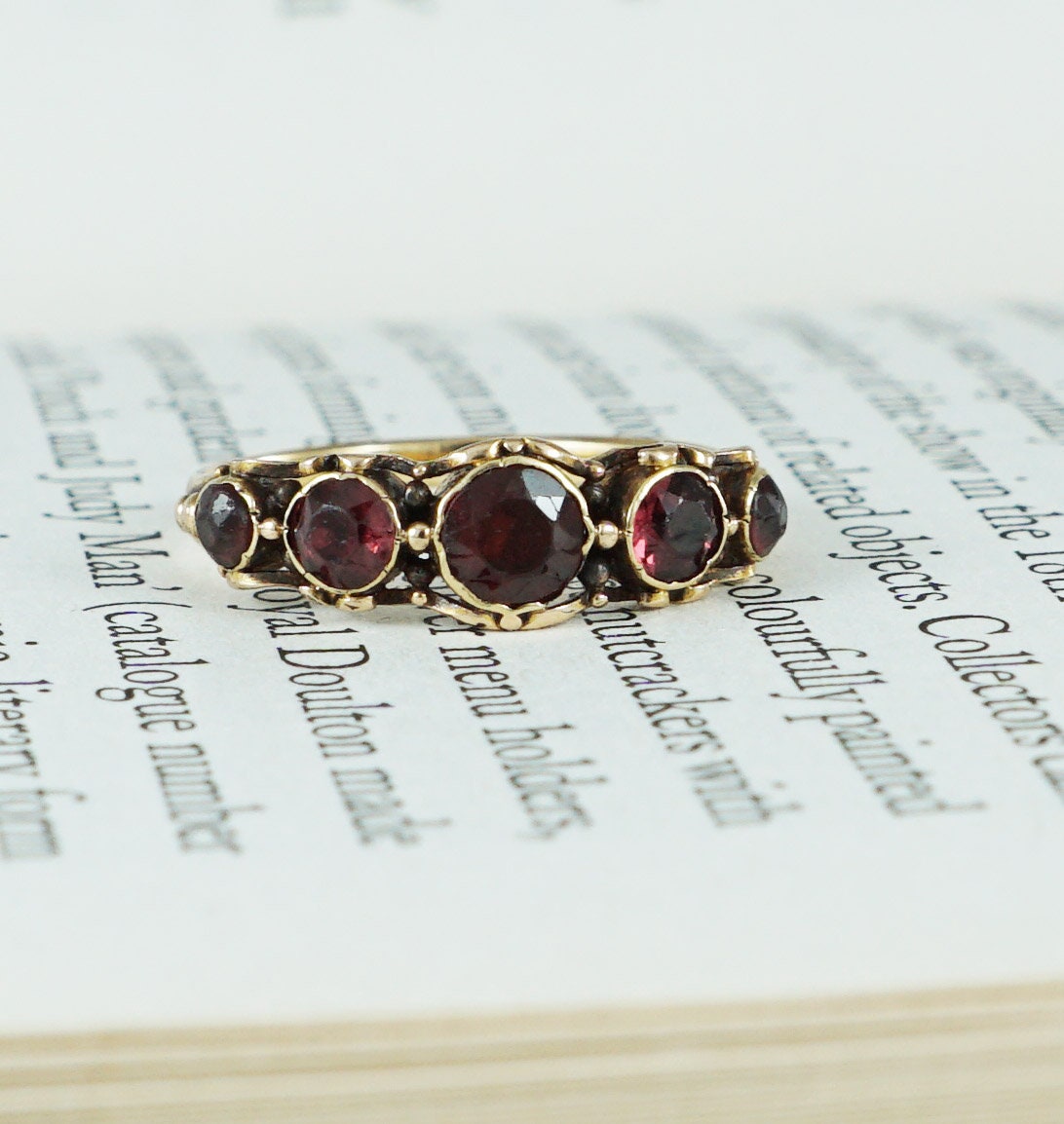 Circa 1860 Five Stone Garnet Ring 15ct Yellow Gold Etsy