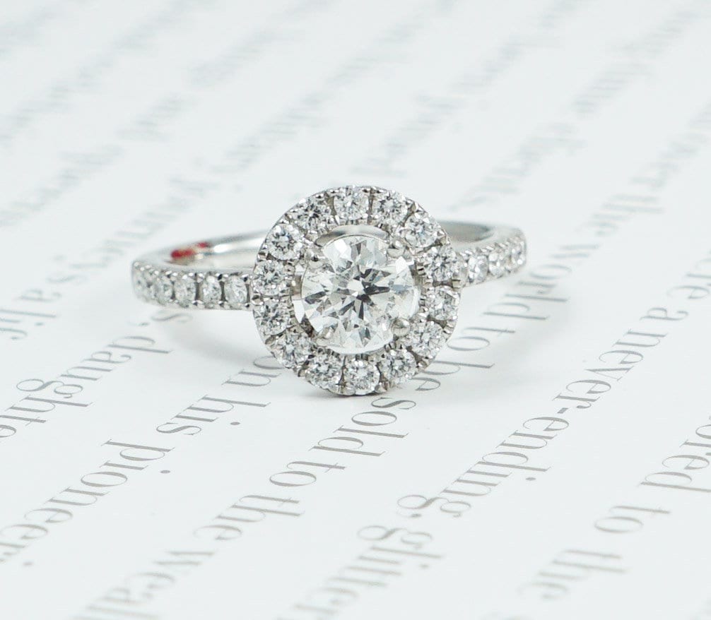 MONOCHROME　ring Modern Diamond Halo Ring, Platinum - Etsy Israel