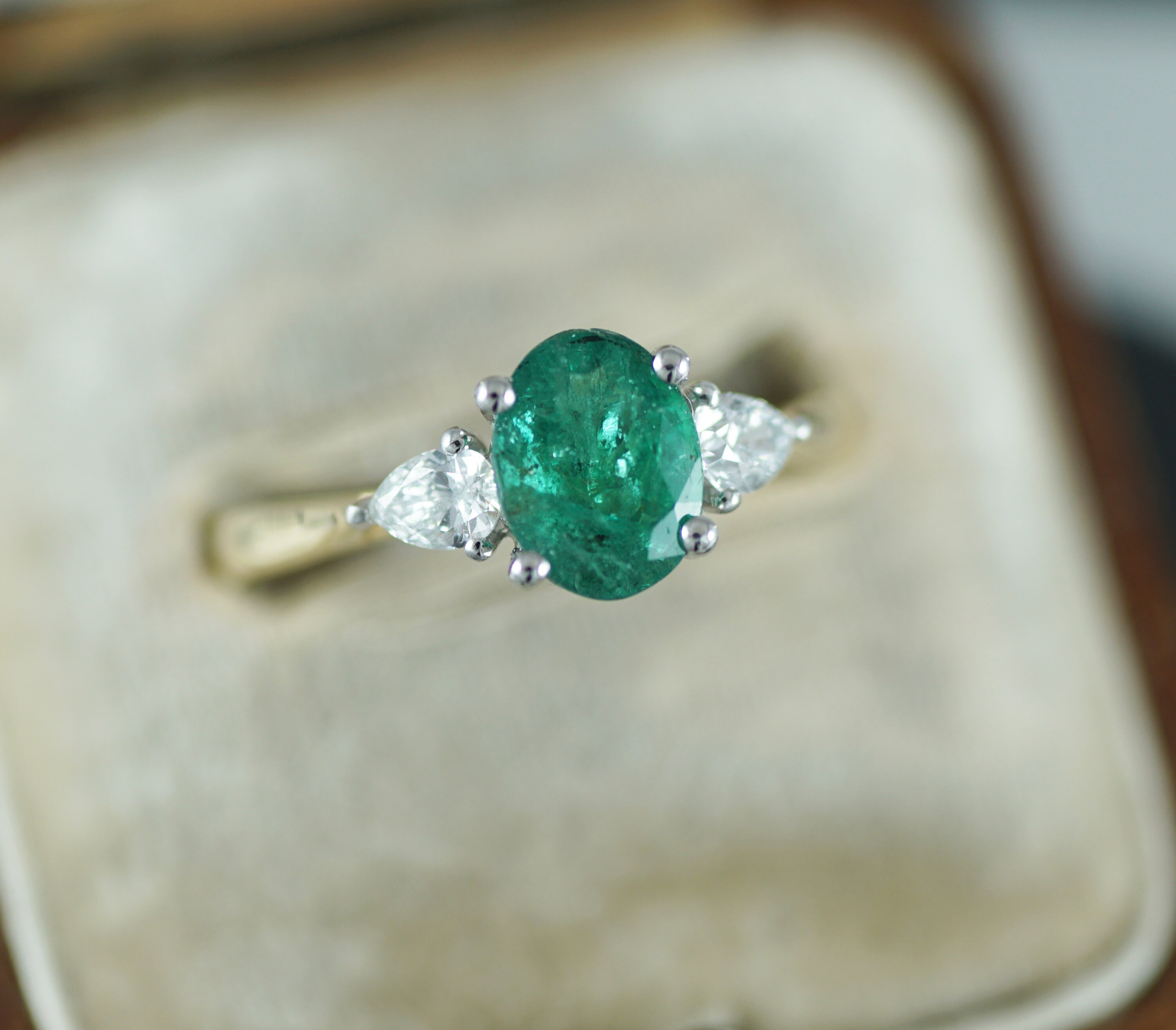 Emerald & Diamond Ring 18ct Gold and Platinum | Etsy