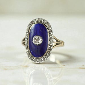 Vintage Lapis Lazuli & Diamond Ring, 18ct Yellow Gold