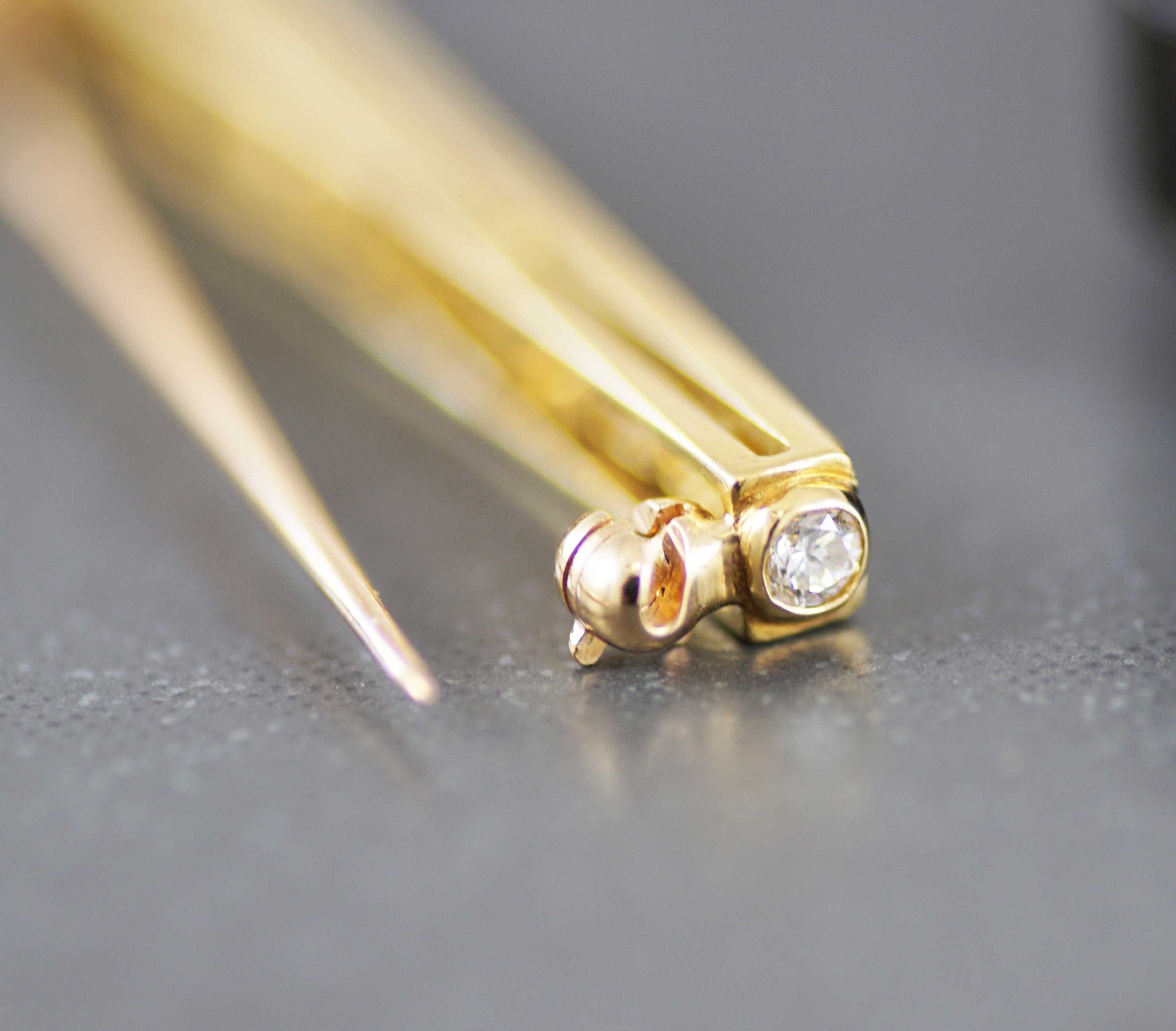 Vintage Gents Diamond Tie Pin 18ct Yellow Gold Etsy